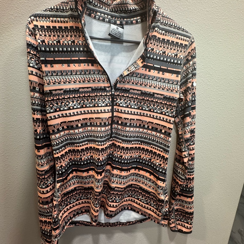 Nike Women's Patterned 1/4 Zip - Black, Grey, Pink/Salmon